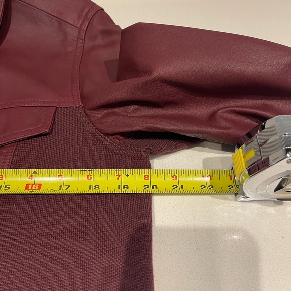 Denim & Co Merlot, Burgandy genuine leather button Jean Jacket gorgeous!Medium - Picture 7 of 11